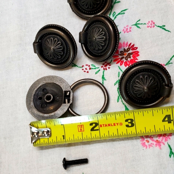 5 Drawer Pull Knobs Metal Ornate Floral Primitive Victorian Farmhouse Rustic - Picture 12 of 16